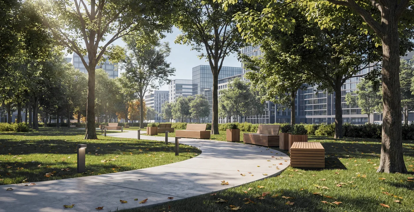 Парковая зона рядом с бизнес-центром